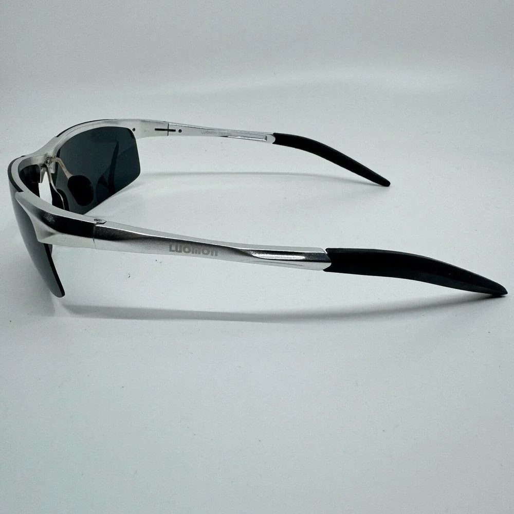 LUOMON 8600 C4 Men's Polarized Shield Sunglasses Al-Mg Aloy‎ Silver Frame H9971